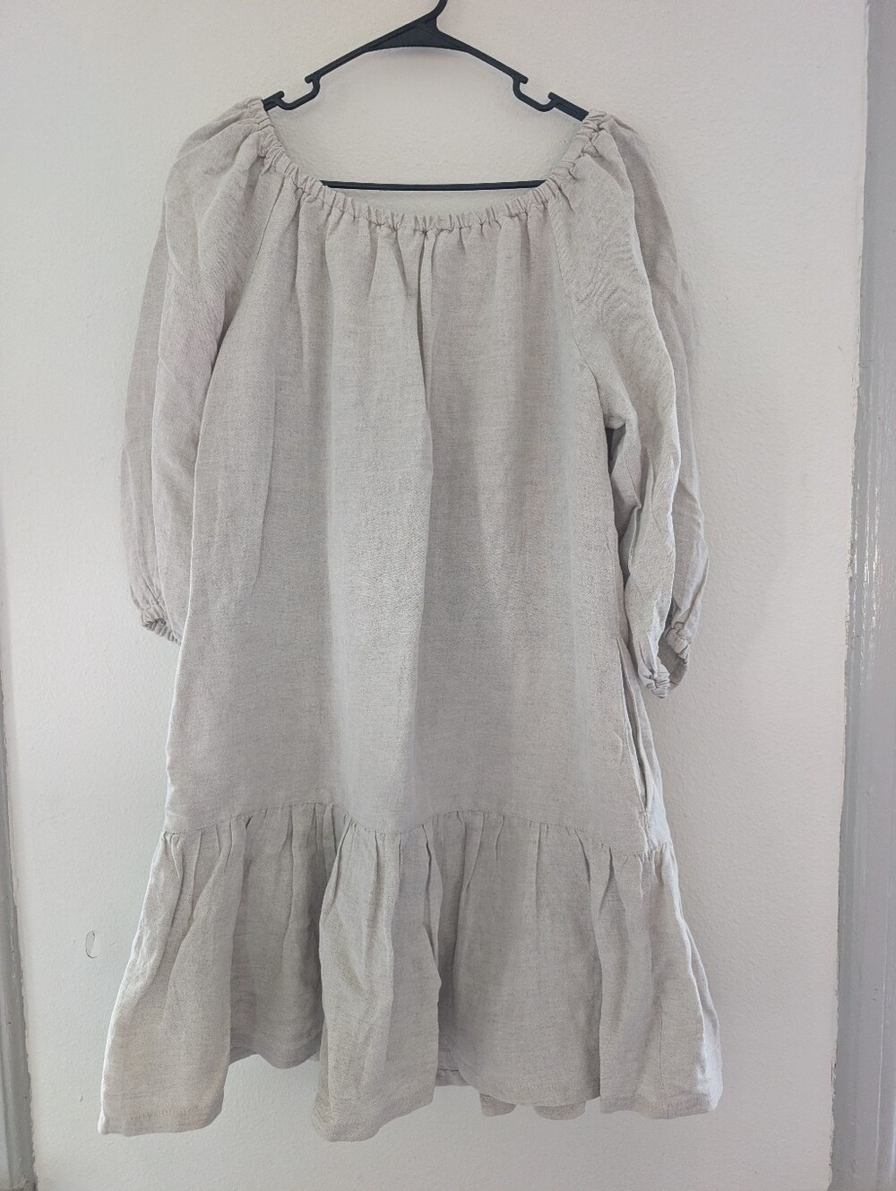 Tommy Bahama Light Cream Peasant Midi Dress with Ruffle Hem - Picture 6 of 6